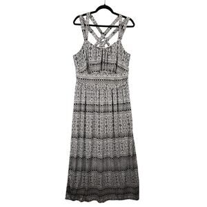 Maurices Plus Size 2X Strappy Maxi Dress Black White Tribal Geometric Print